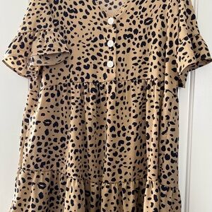 Leopard Print Button-Up Dress